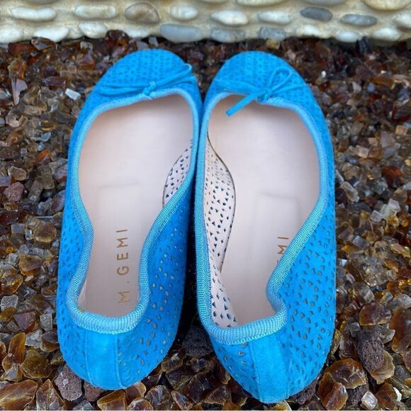 M Gemi Marine Blue Leather Suede Open Weave Ballet Flats. Size 39.5 (8.5) EUC! - Picture 8 of 10